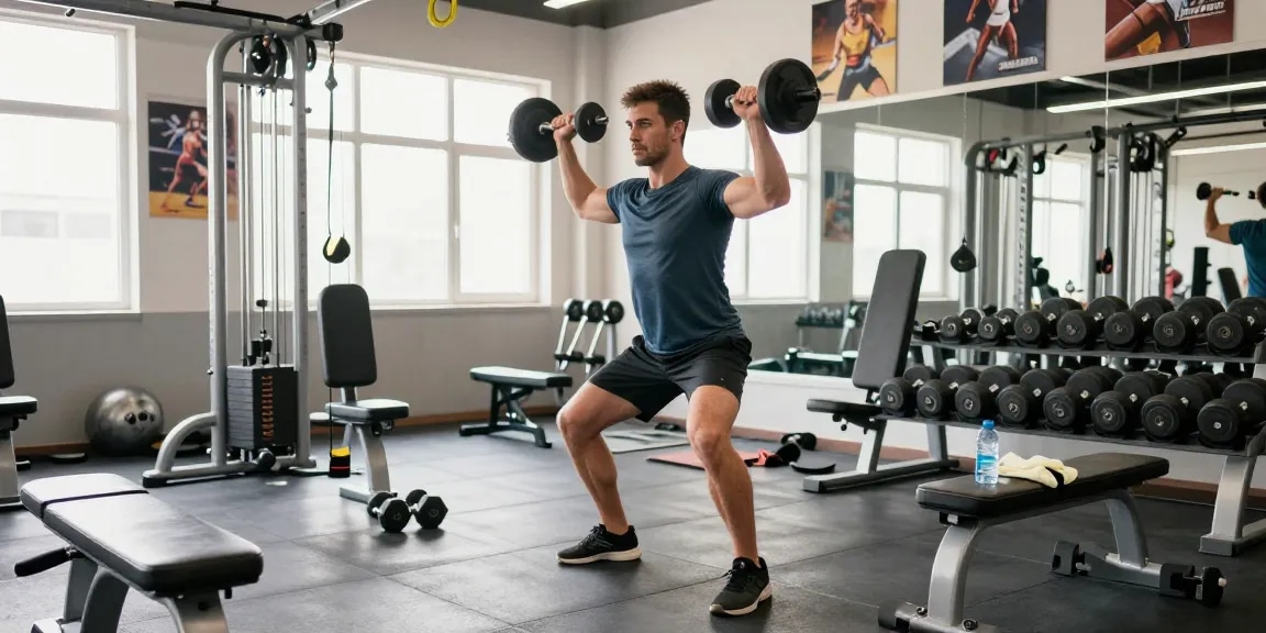 Unique Pharma Steroïden Winkel met sporter die gewichten tilt in moderne gym