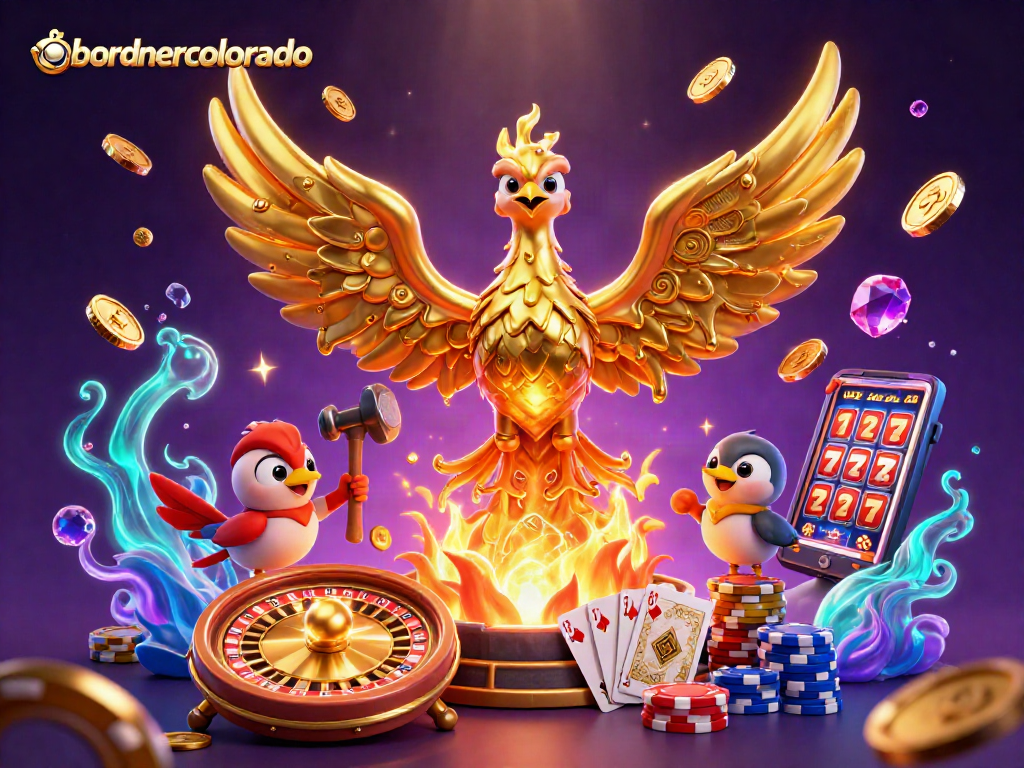 Experience thrilling gameplay at bordnercolorado with golden coins, a spinning roulette, and vibrant poker chips.