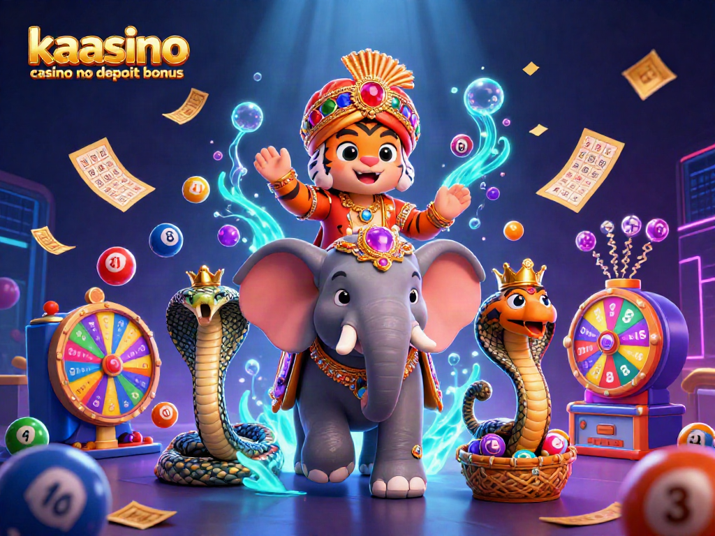 Kaasino casino no deposit bonus illustrated with vibrant 3D characters and dynamic gambling elements