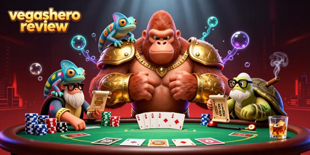 Engage in gaming action with this vegashero review illustration showcasing a dynamic casino scene.